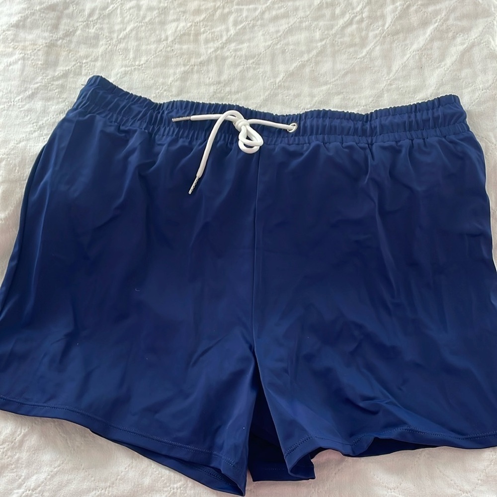 Blue swim shorts for women with liner,size XXL new elastic waist with drawstring
